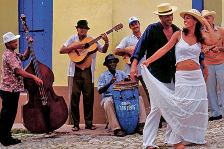 Travelers on a people-to-people style experience in Havana
